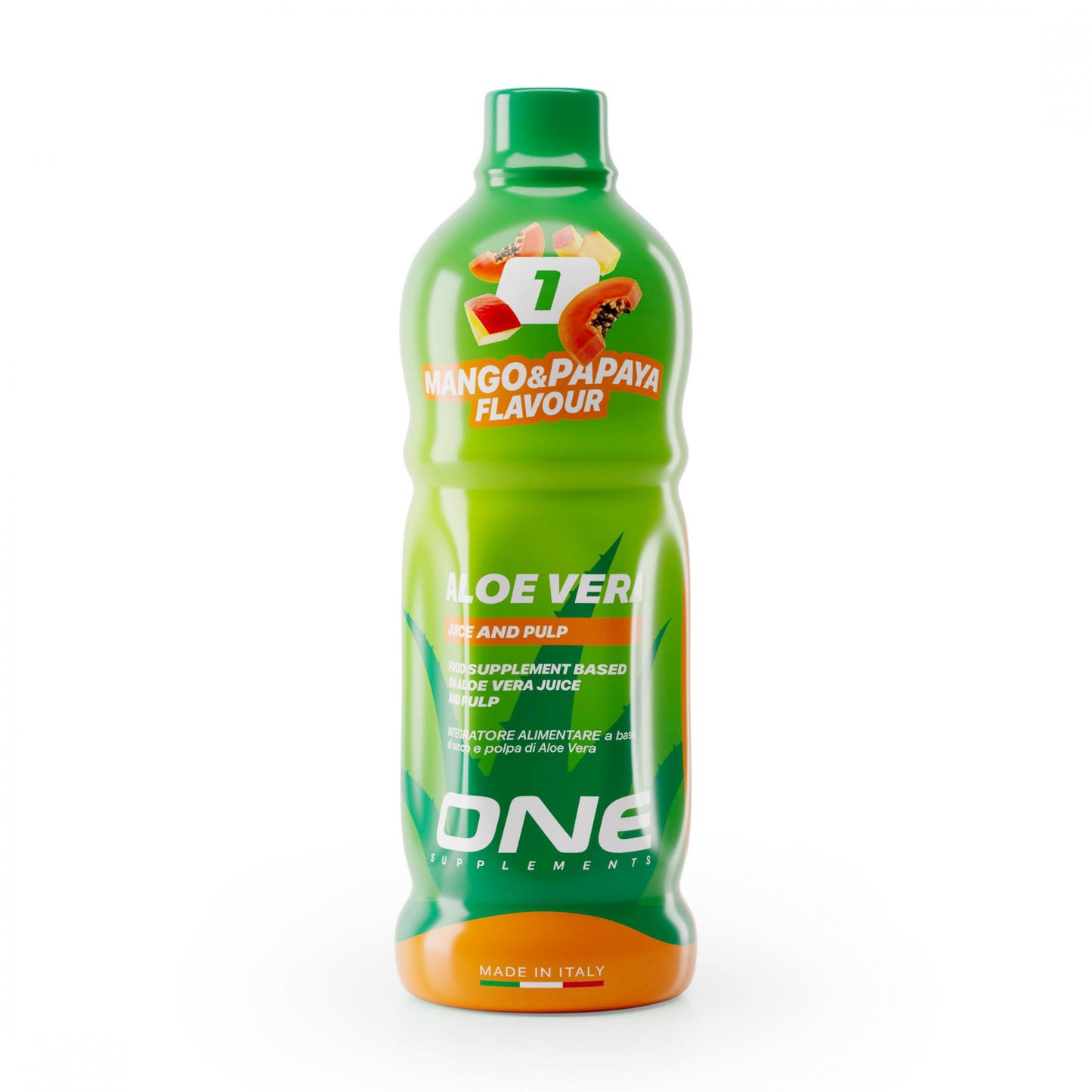 ONE Aloe Vera Saft & Fruchtfleisch – Mango & Papaya 1 Liter