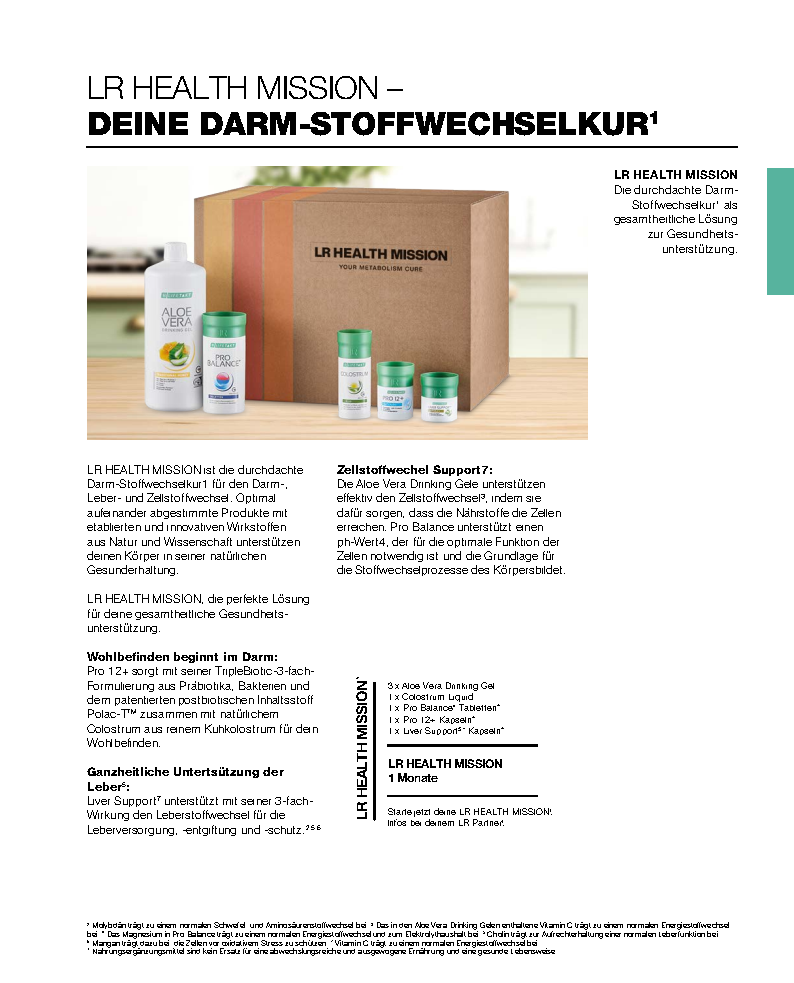 LR Health Mission, Deine 1 Monats-Darm-Stoffwechselkur