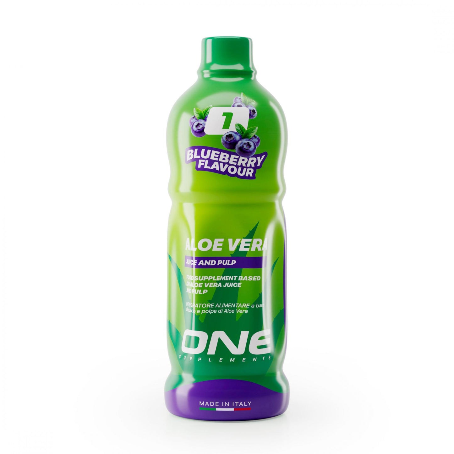 ONE Aloe Vera Saft & Fruchtfleisch – Blaubeergeschmack  1 Liter