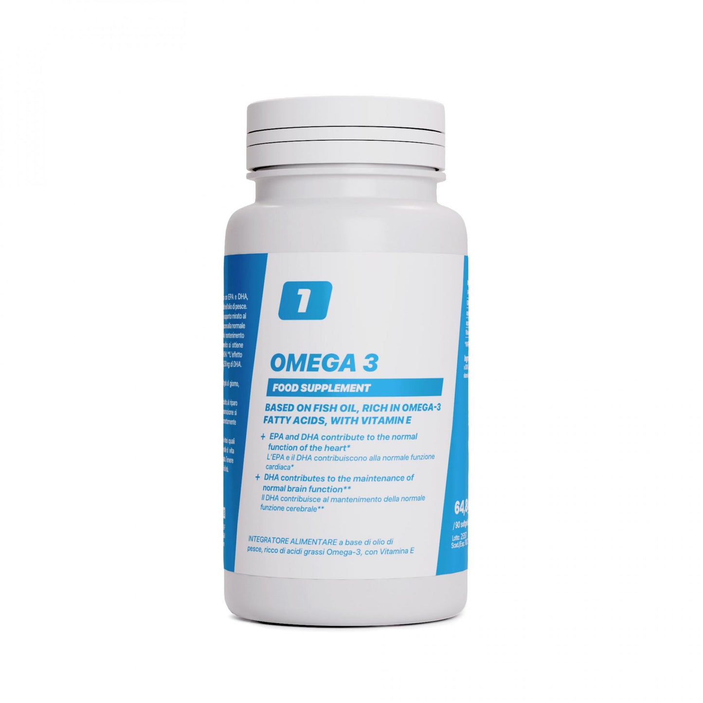 ONE Omega 3 auf Basis von Fischöl mit Vitamin E - 90 softgels