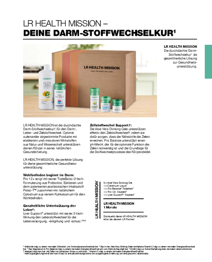 LR Health Mission, Deine 1 Monats-Darm-Stoffwechselkur